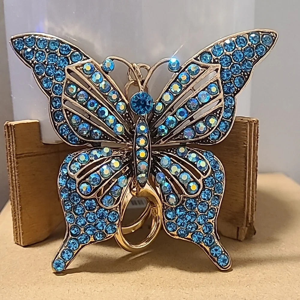 Blue Rhinestone Butterfly Brooch‎ Pin Sparkling Fashion Jewelry Accessory